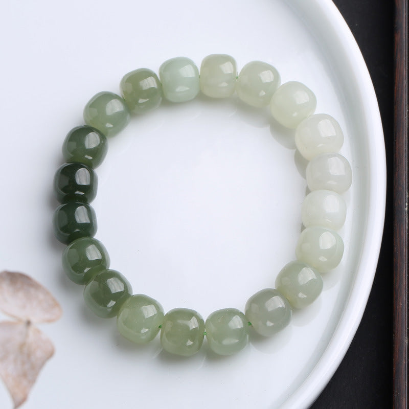 Buddha Stones Gradient Jade Luck Blessing Bracelet Bracelet BS Gradient Jade