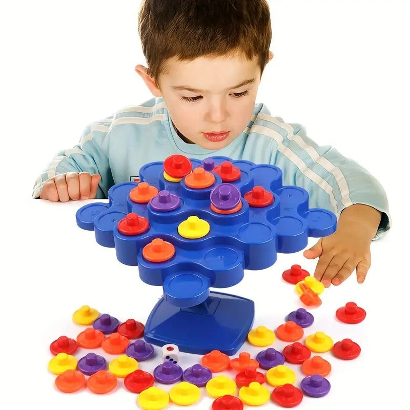 Fidtoy Topple Balance Family Game for Kids & Families | Plastic Stacking Strategy Board Game, 48 Game Pieces, Dice, Tilting Tower, Spatial Reasoning & STEM-Style Balance Game Age 6+