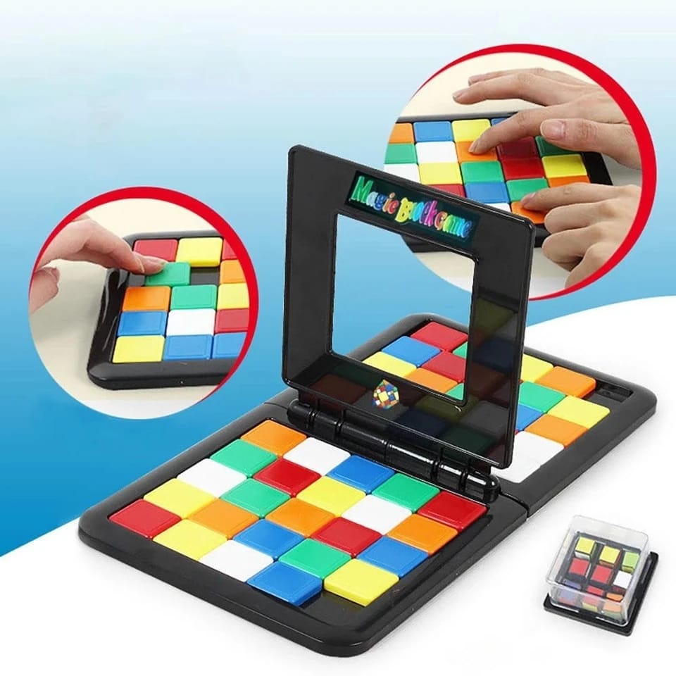 Fidtoy Multiplayer Magic Square Block Puzzle Game for Kids 5+ Portable Two Player Pattern Matching Board