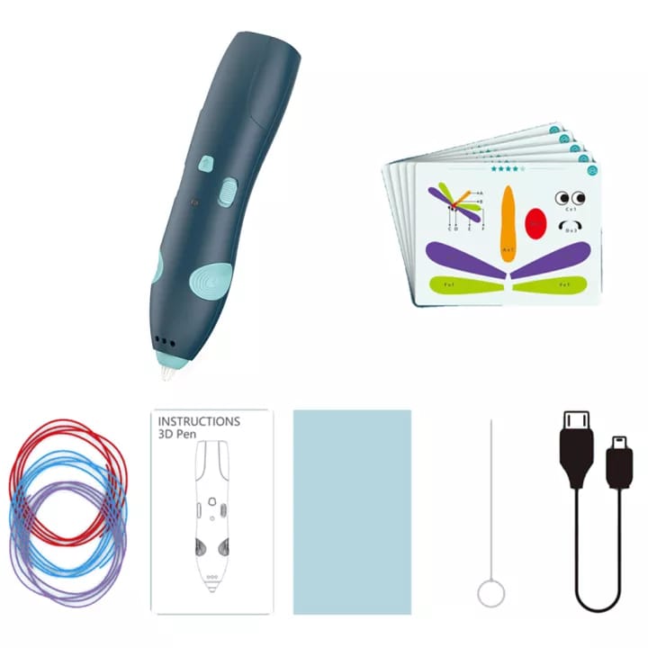 Fidtoy 3D Drawing Fun Rechargeable Printing Pen for Kids, Low-Temperature 3D Printing Pen Set with PCL Refills, Teaching Diagrams, USB Charging Cable, Creative STEM Art Toy Ages 3-6