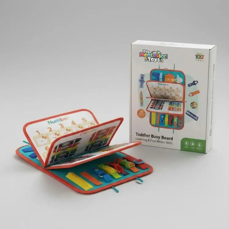 Fidtoy 7 in 1 Sensory Kit – Montessori Busy Board Book for Toddlers, Fine Motor Skills, Travel Quiet Toy