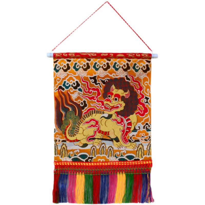 Buddha Stones Feng Shui Kirin Spiritual Colorful Tassel Wall Art Wall Art BS 1