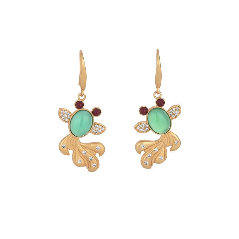 Buddha Stones FengShui Jade Koi Fortune Earrings Earrings BS Jade