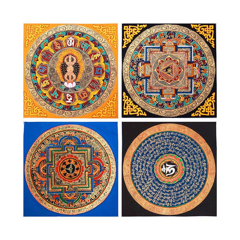 Buddha Stones Tibetan Handmade Thangka Painting Blessing Thangka Blind Box Random Color Pattern Tibetan Thangka BS 18