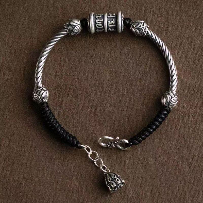 Buddha Stones Om Mani Padme Hum Lotus Peace Braided Bracelet Bracelet BS 1