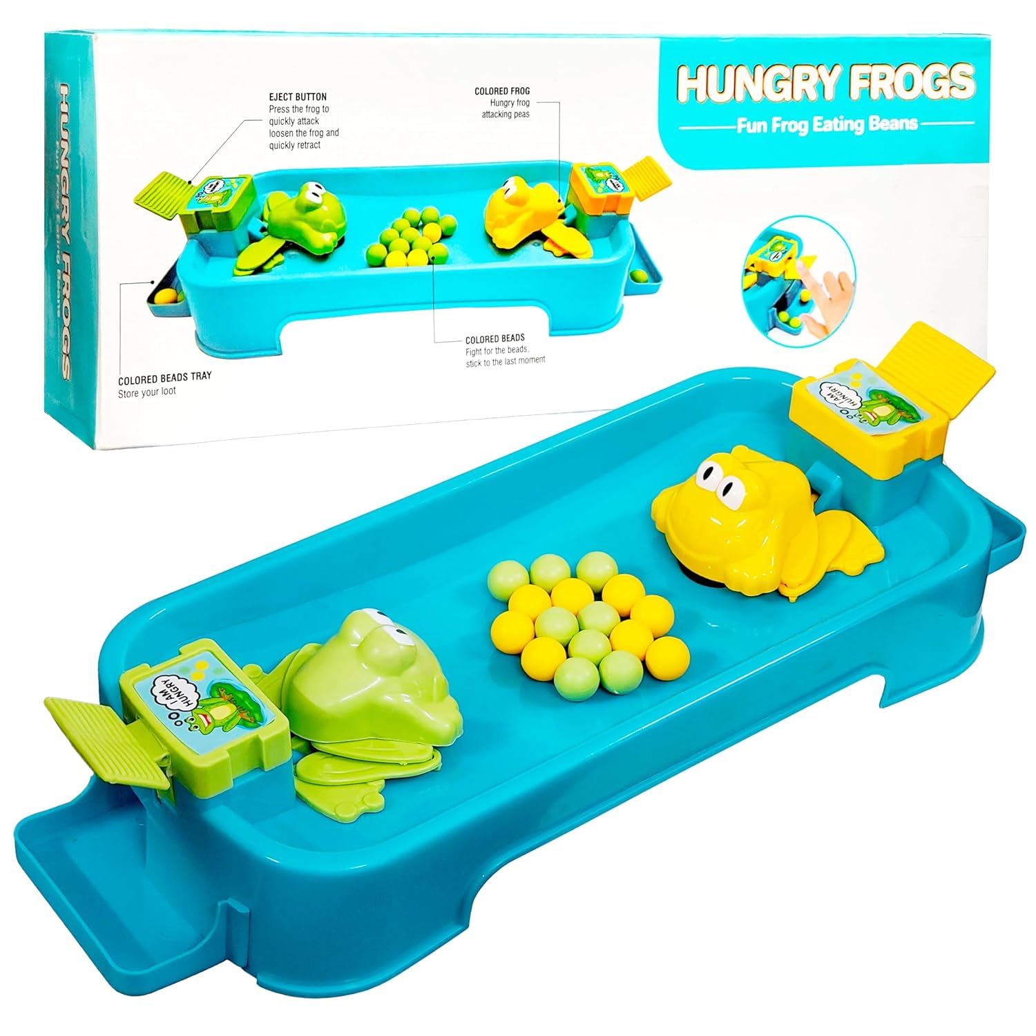 Fidtoy Hungry Frog Catching Ball Two Player Family Game for Kids Fast Reflex Indoor Play