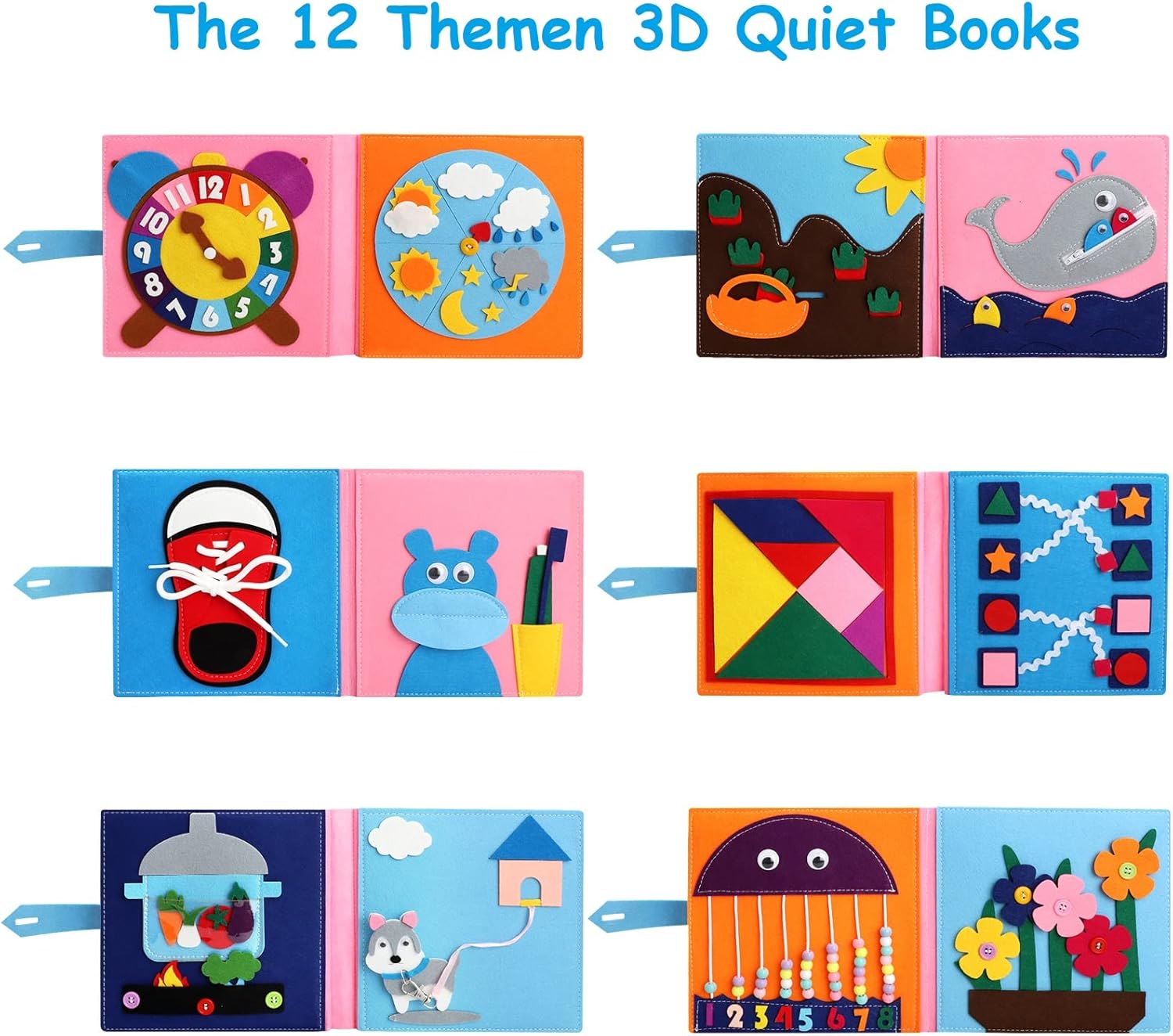 Fidtoy Montessori Busy Book for Toddlers | 12 Activities Quiet Sensory Learning Toy