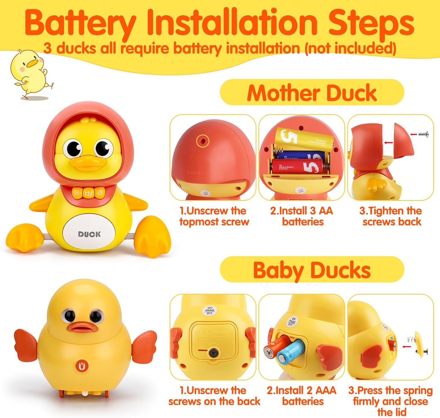 Fidtoy Baby Musical Duck Toy Set with Light Sound Crawling Fun