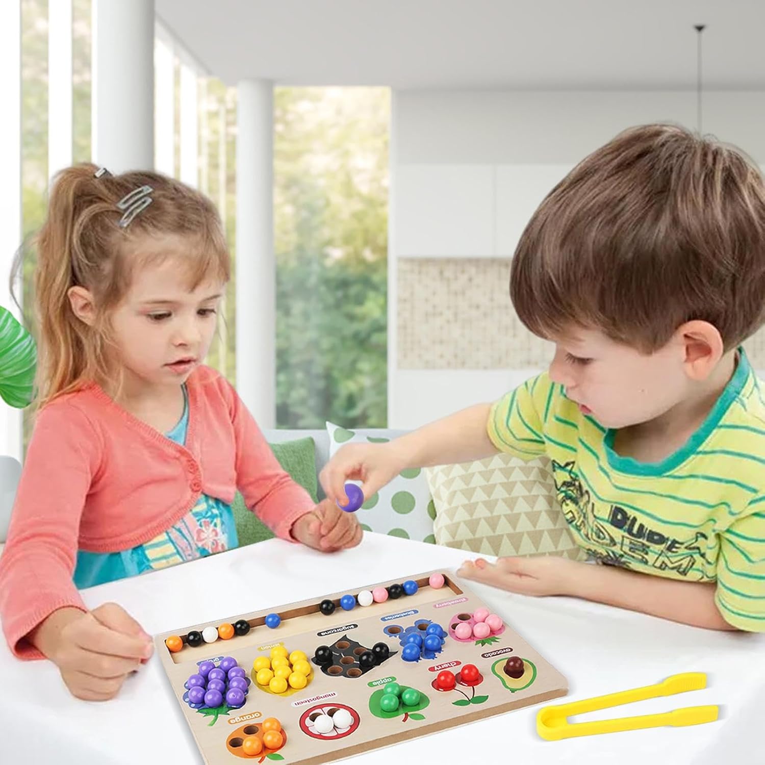 Fidtoy Wooden Color Sorting Toy for Fine Motor Learning