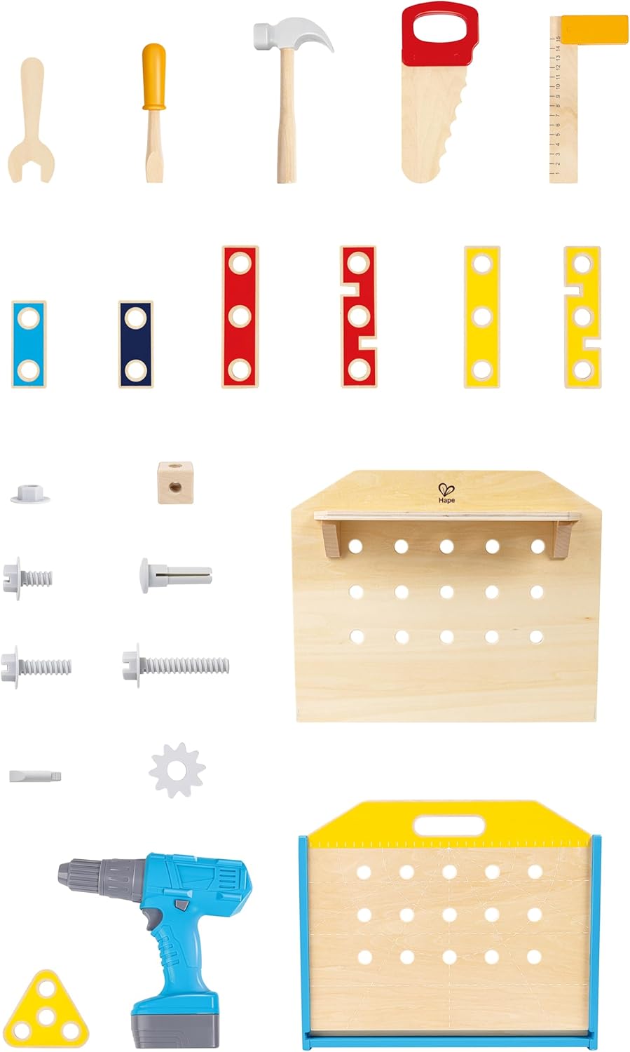 Fidtoy Mesa de Trabajo de Madera, Set de Herramientas, Kit de Juguete de Construcción para Niños