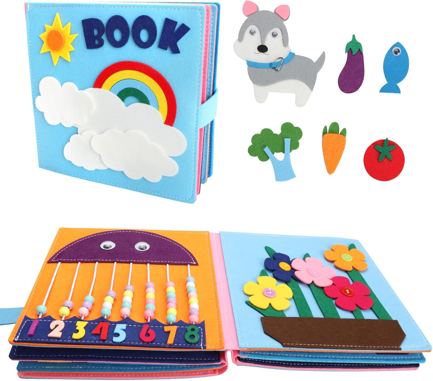 Fidtoy Montessori Busy Book for Toddlers | 12 Activities Quiet Sensory Learning Toy