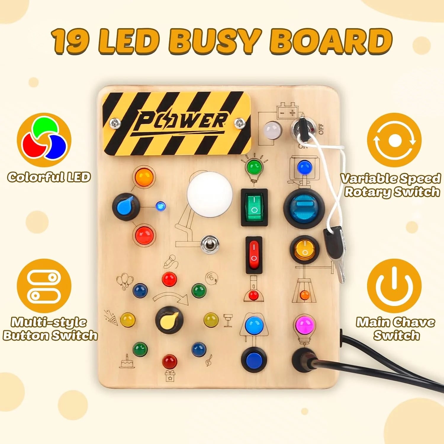 LED Montessori Busy Board - Sensory Learning Toy for Toddlers
