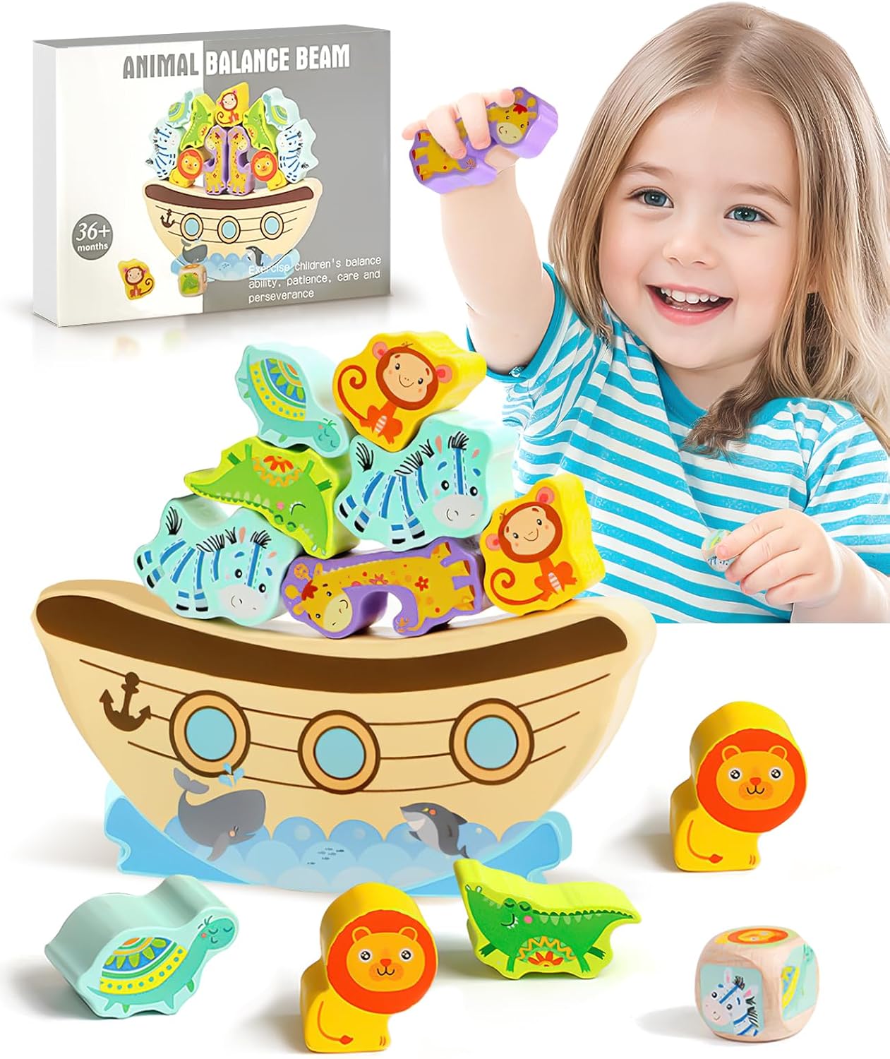 Fidtoy Noah's Ark Wooden Balance Stacking Blocks