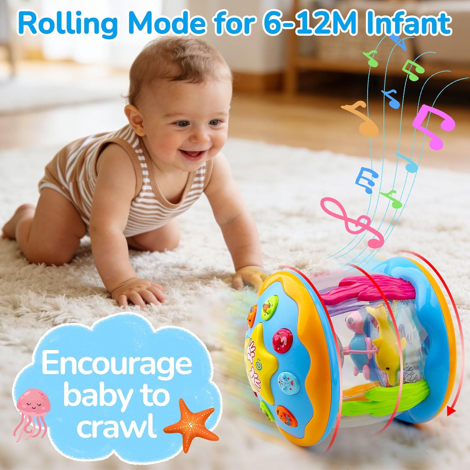 Fidtoy Ocean Light Toy for Babies – Interactive Musical Sensory Toy for Infant & Toddler Play