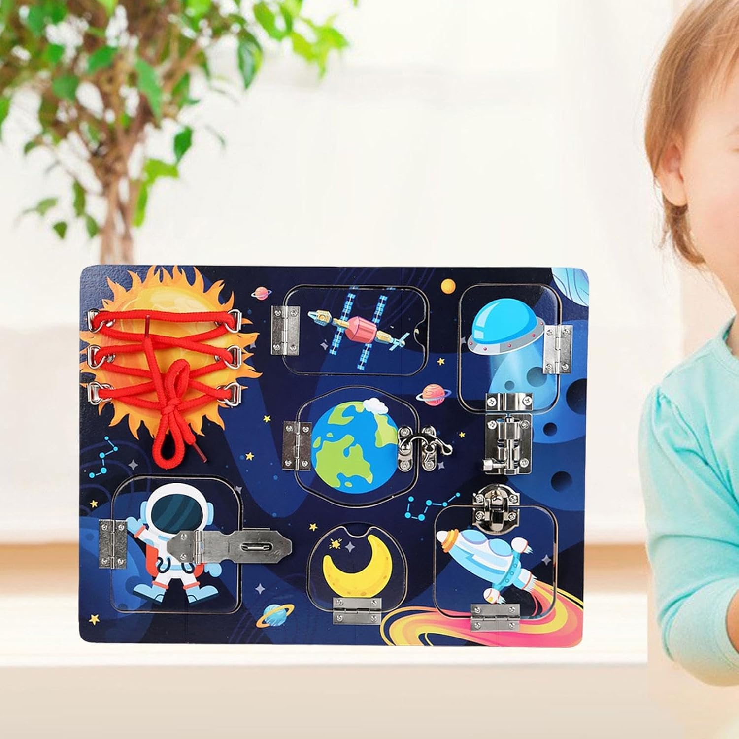bnf® Wood Busy Board Self Ability Educational Learning for Kids 2 3 4 5 Years Old Space|Toys & Hobbies | Educational | Other Educational Toys