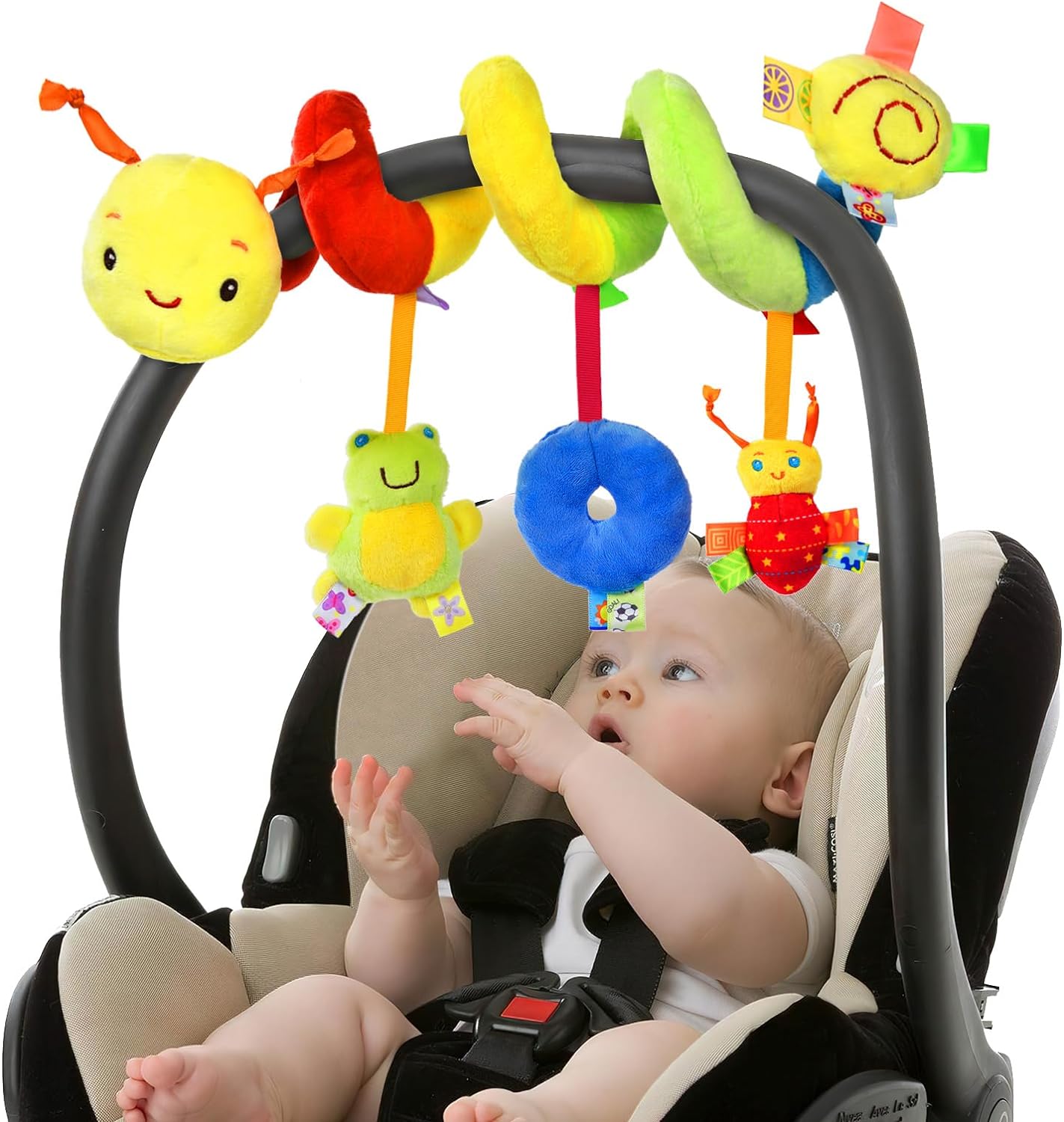 Fidtoy Baby Spiral Stroller Toy – Sensory Plush Hanging Activity for 0-12 Months
