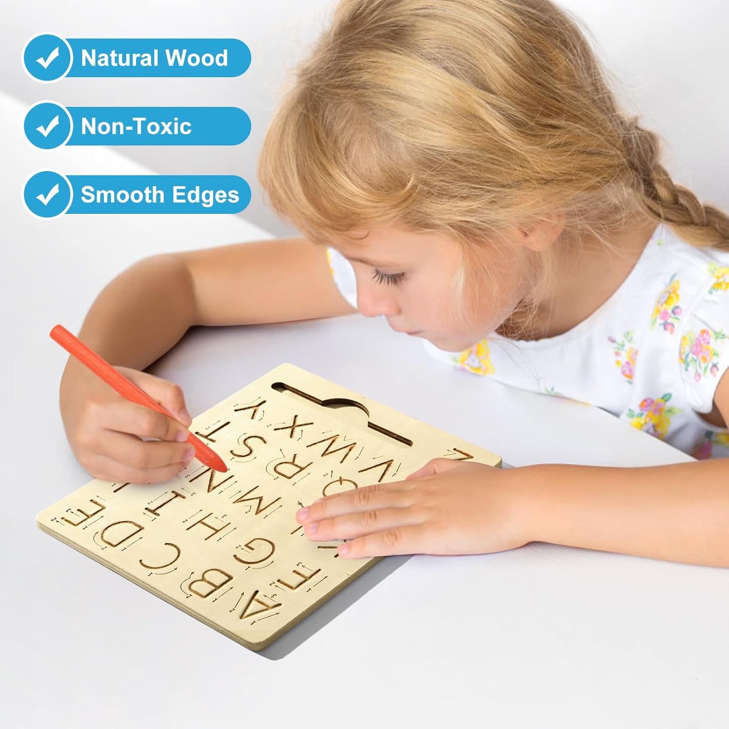 Tablero Montessori de doble cara para trazar el abecedario - 324