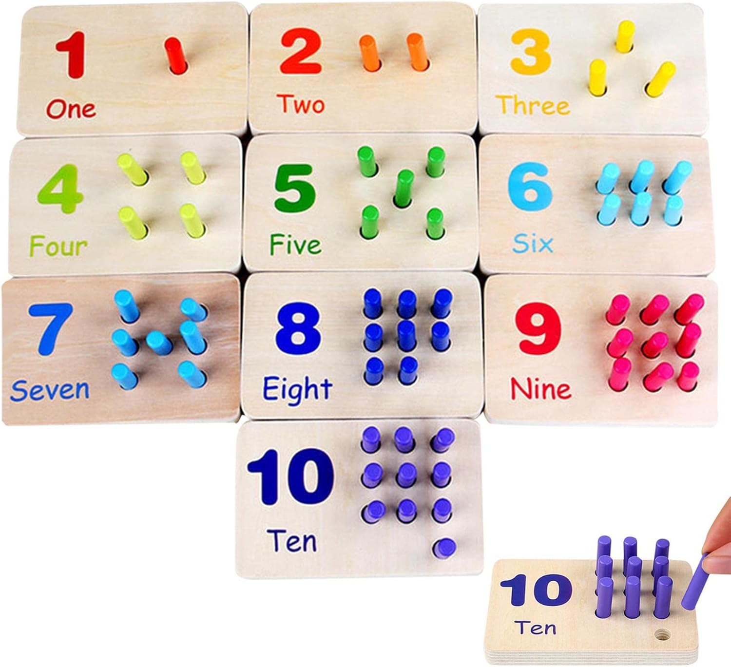 Fidtoy Peg Board Counting Game Wooden Montessori Toy