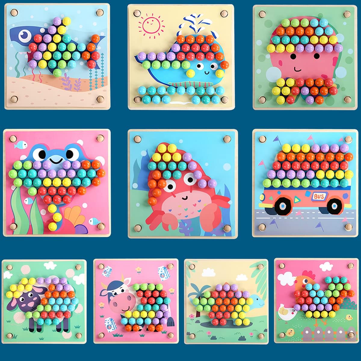 Montessori Educational Toy, Bead Puzzle, Colorful Wooden Toy, Storage Bag Included, Fingertip Training, Number Study, Multi-functional Bajoy Toy for Improving Children's Thinking Power, Toy for Girls