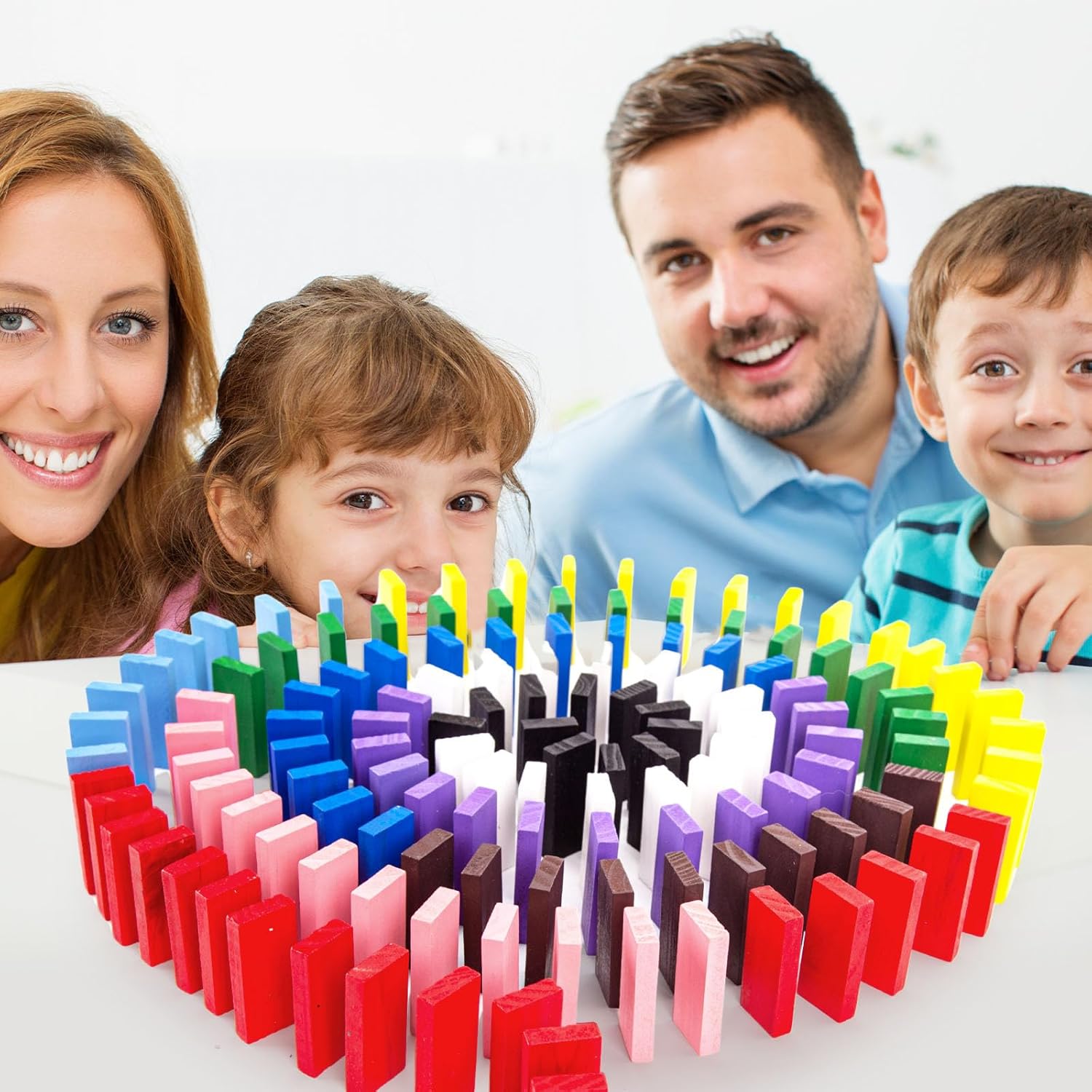 Jeu de dominos en bois Fidtoy, jeu d'apprentissage coloré
