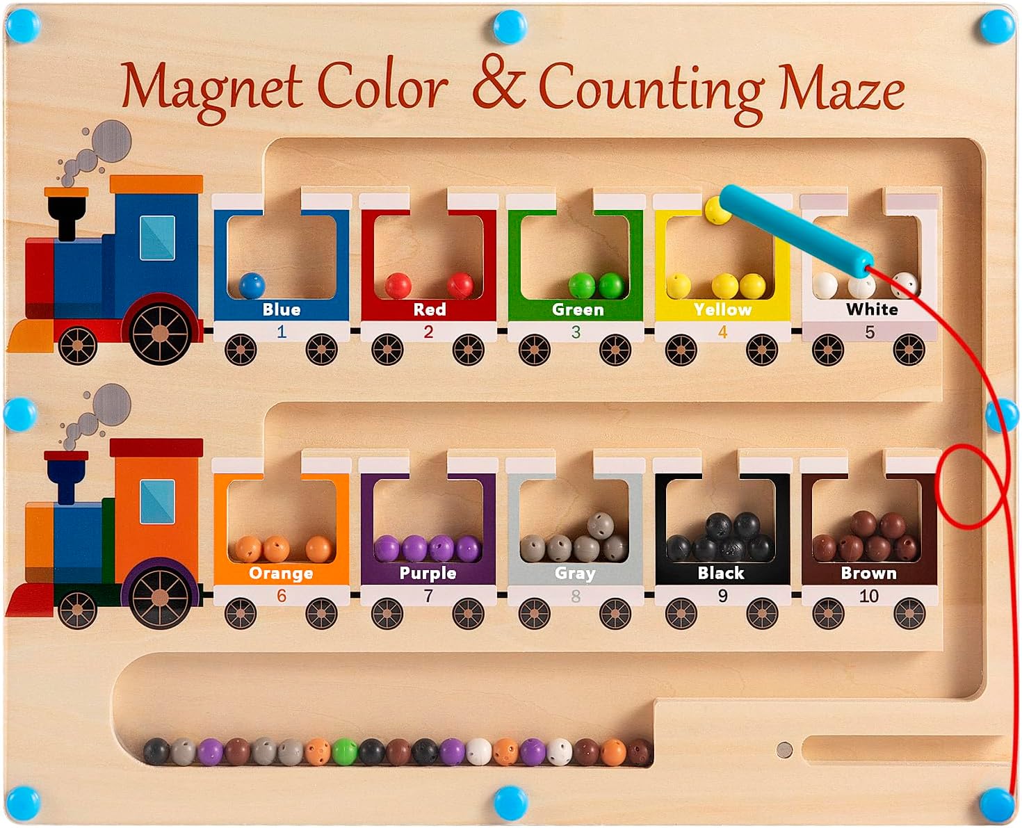 Fidtoy Wooden Toy Train Set Montessori Magnetic Maze Toy for Toddlers