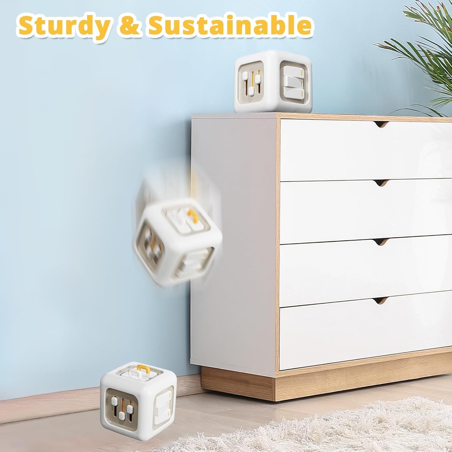 Fidtoy 6-in-1 Montessori Busy Cube for Toddlers – Portable Sensory Activity Cube with Buttons, Gears, Textures, Fine Motor Play, and Travel Learning