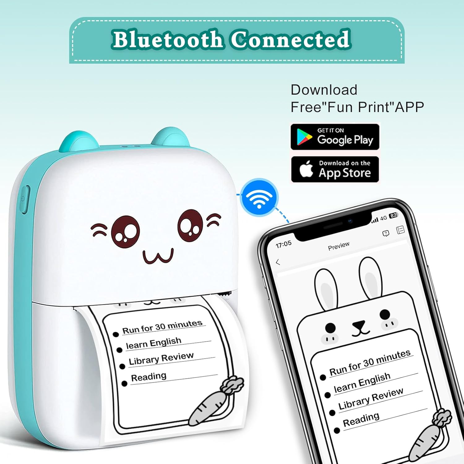 Fidtoy Mini Portable Photo & Sticker Printer with Bluetooth