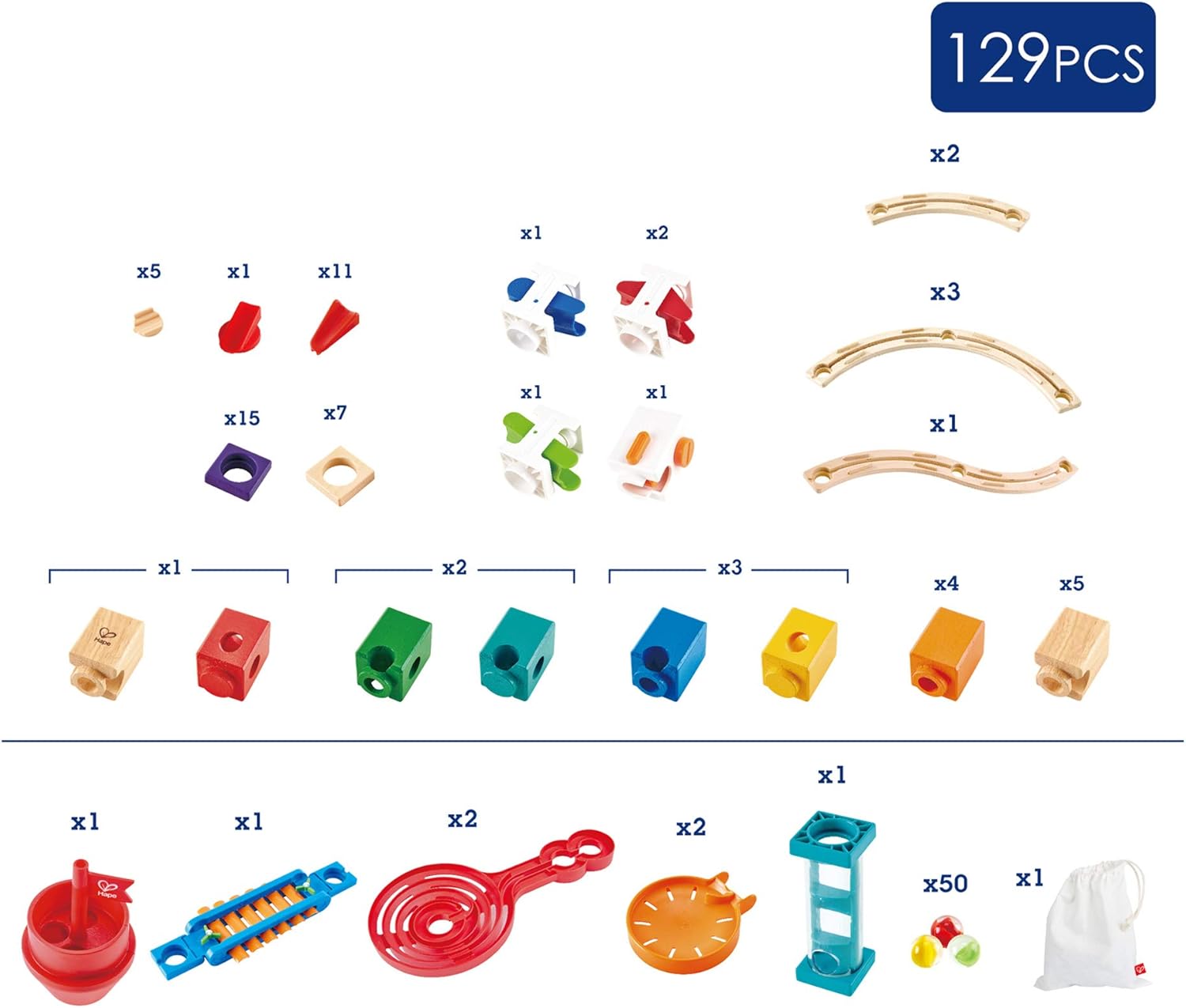 Juego de construcción de canicas de madera Fidtoy, juguete educativo STEM