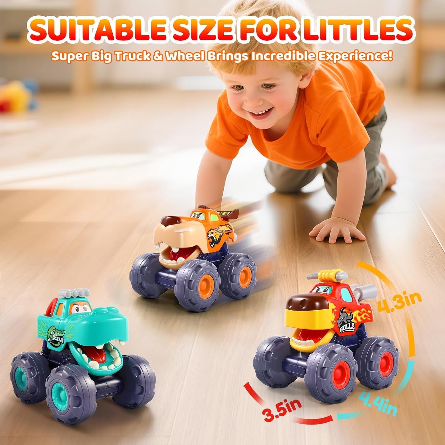 Ensemble de jouets Fidtoy de camions monstres animaux pour les tout-petits
