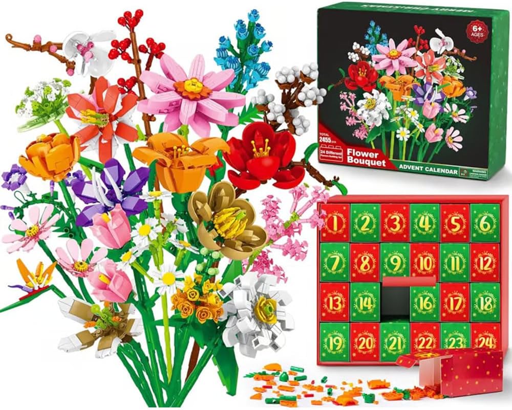 MerryBlooms™ Calendario de Adviento Construible de 24 Días