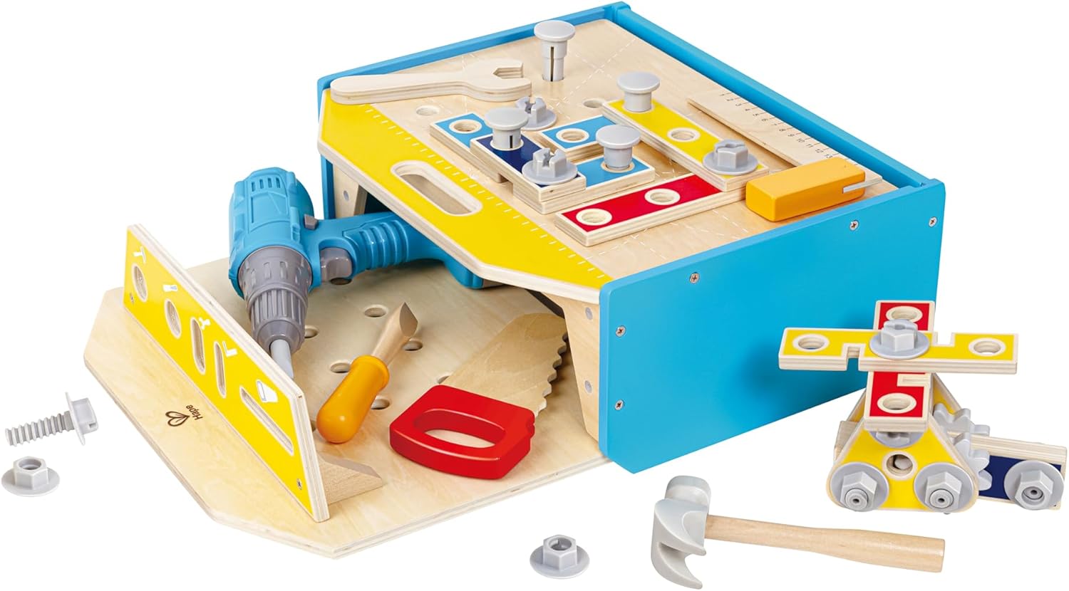 Fidtoy Mesa de Trabajo de Madera, Set de Herramientas, Kit de Juguete de Construcción para Niños