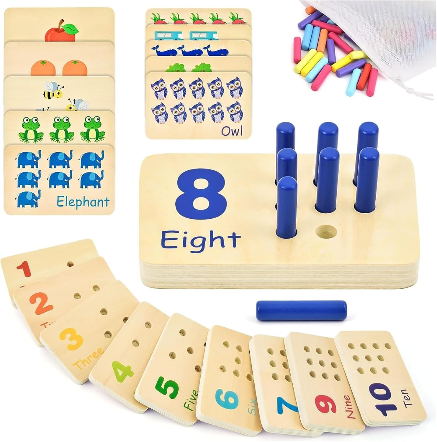 Fidtoy Peg Board Counting Game Wooden Montessori Toy
