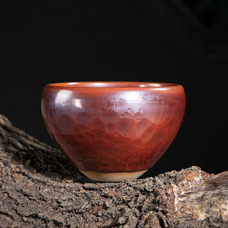 Buddha Stones Handmade Chinese Jianzhan Lotus Design Ceramic Teacup Kung Fu Tea Cup Jian Zhan Tea Cup BS Small 9cm*5.5cm*150ml