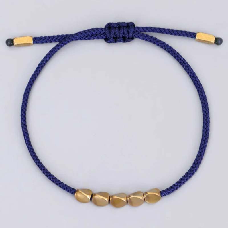 Buddha Stones 3 PCS Tibetan Copper Beads Healing Protection Luck Bracelet Set Bracelet BS 5