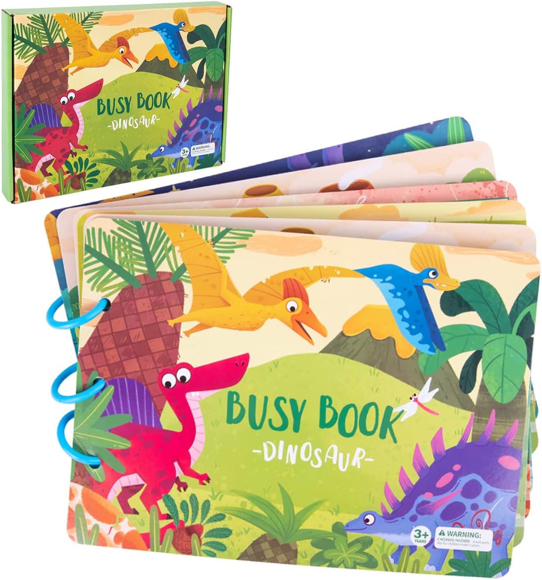 Fidtoy Montessori Busy Book for Toddlers with Dinosaur & Farm Activities