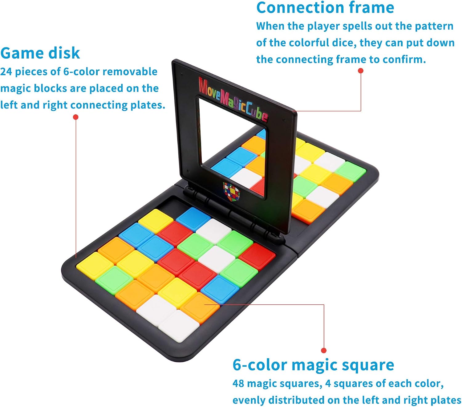 Fidtoy Multiplayer Magic Square Block Puzzle Game for Kids 5+ Portable Two Player Pattern Matching Board