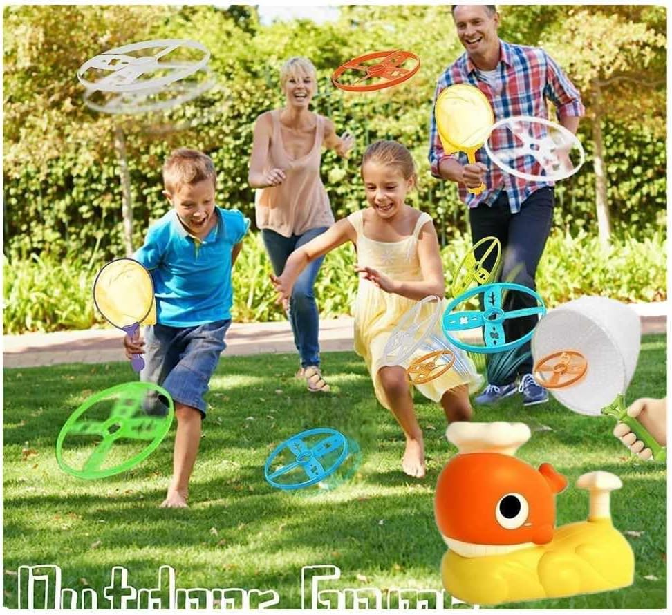 Juguete lanzador de discos voladores de ballena Fidtoy con redes de captura