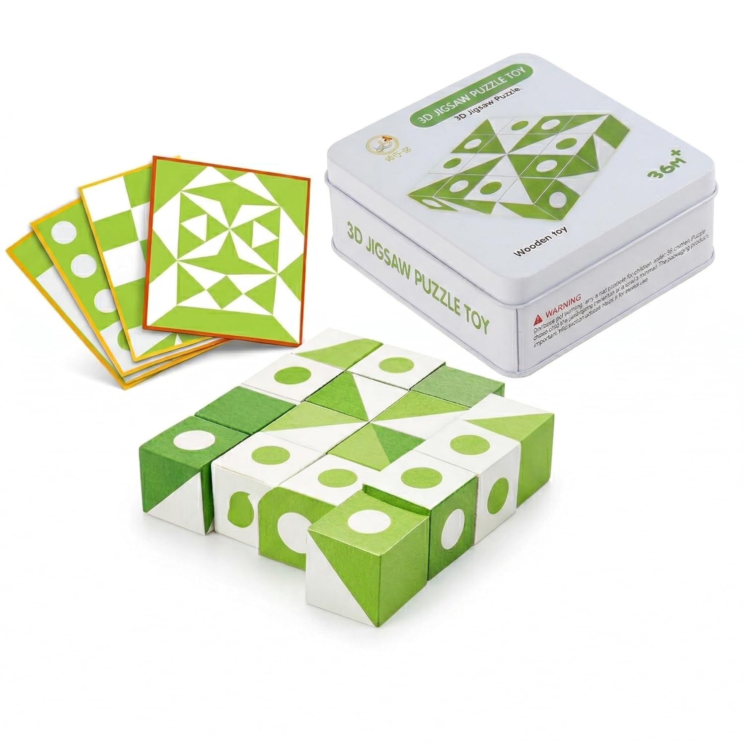 Bloques de patrones de geometría Montessori 3D de madera