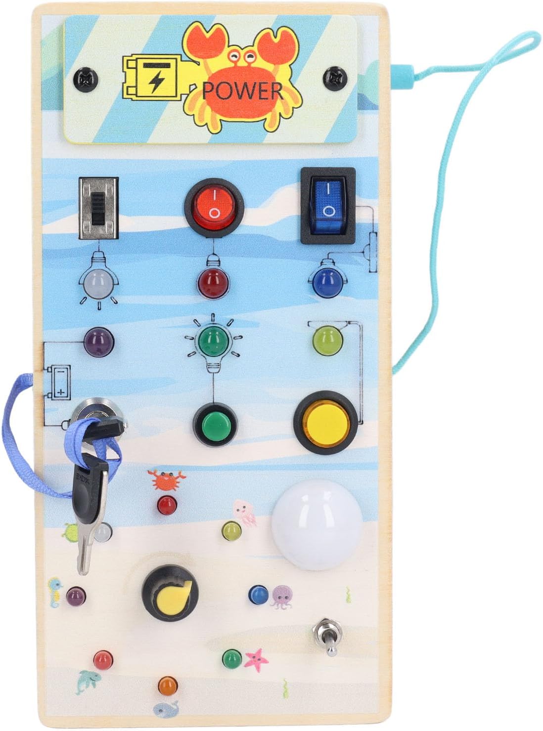 Fidtoy Montessori Busy Board with LED Light Switch Dual Sided Sensory Board Magnetic Maze Fine Motor Skills Learning Toy Travel Quiet Toy Gift