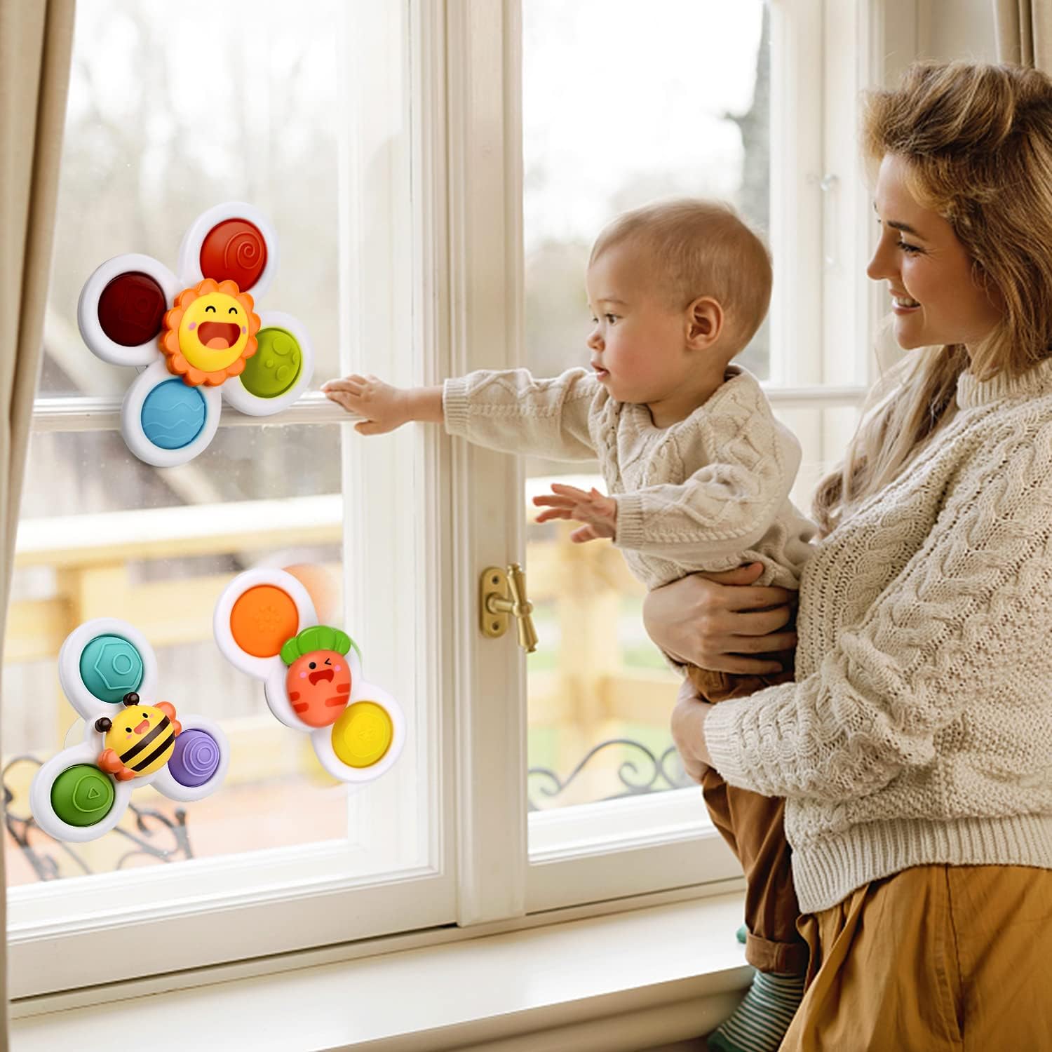 Fidtoy Baby Suction Cup Spinner 3 pieces Toy Pop It Sensory Bath Toy
