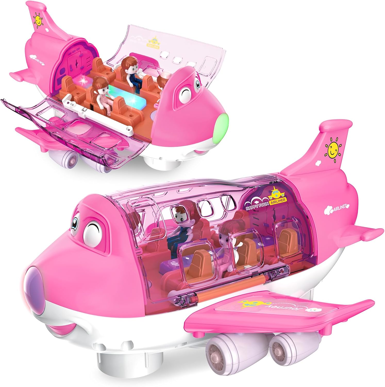 Fidtoy Avion Musical avec Lumières, Sons et Mouvement Automatique (Bump & Go) pour Enfants