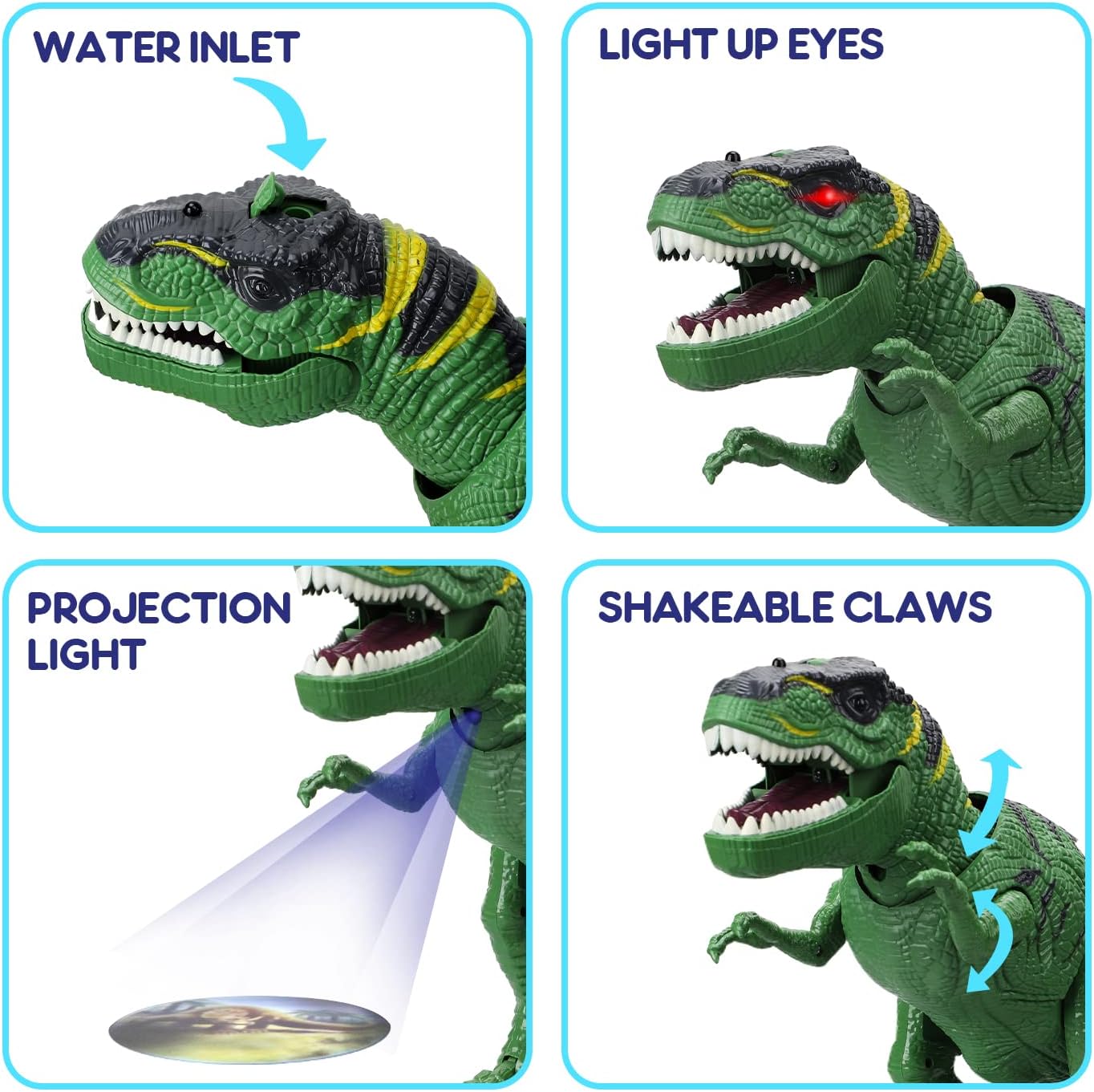 Juguete de dinosaurio T-Rex con control remoto Fidtoy y pulverizador de niebla para niños