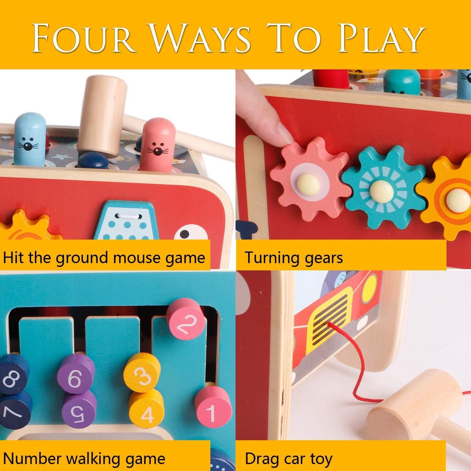 Fidtoy Banco de Pilonaje Montessori para Niños Pequeños – Juguete Musical de Martillo de Madera para Aprendizaje Temprano y Habilidades Motoras Finas