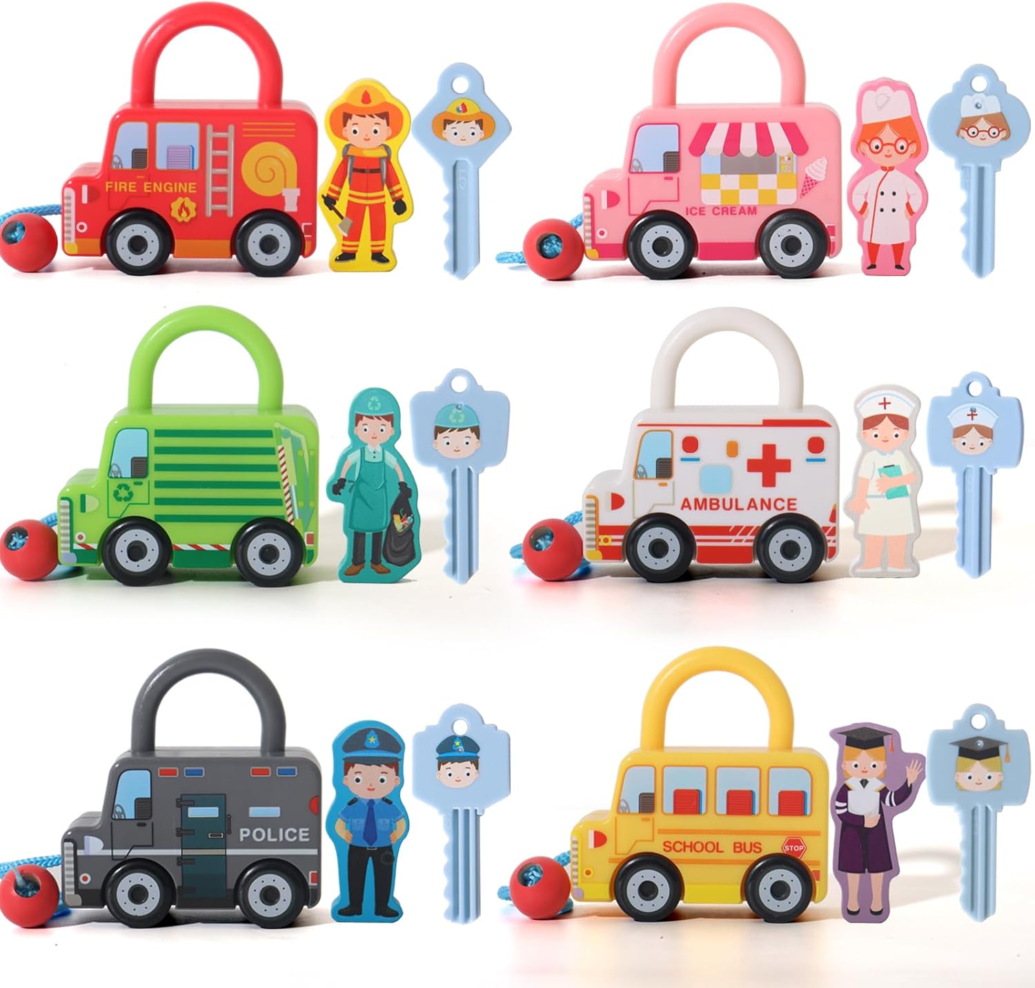 Fidtoy Lock and Key Matching Toy Set Montessori Learning Locks for Toddlers Color Recognition Fine Motor Skills Educational Puzzle Toy Travel Quiet Toy Gift