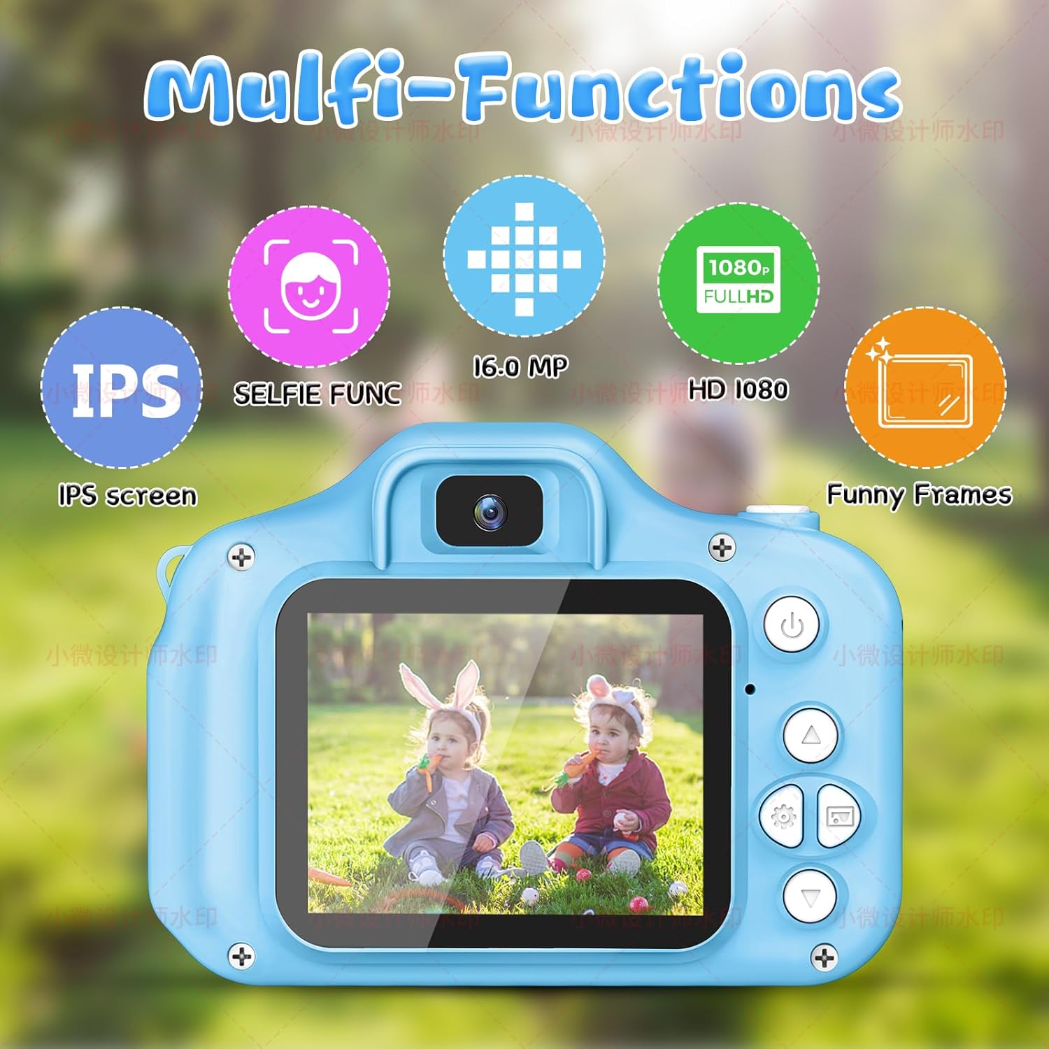 Appareil photo numérique pour enfants Fidtoy 48MP 1080P, mini appareil photo pour tout-petits avec carte SD 32 Go