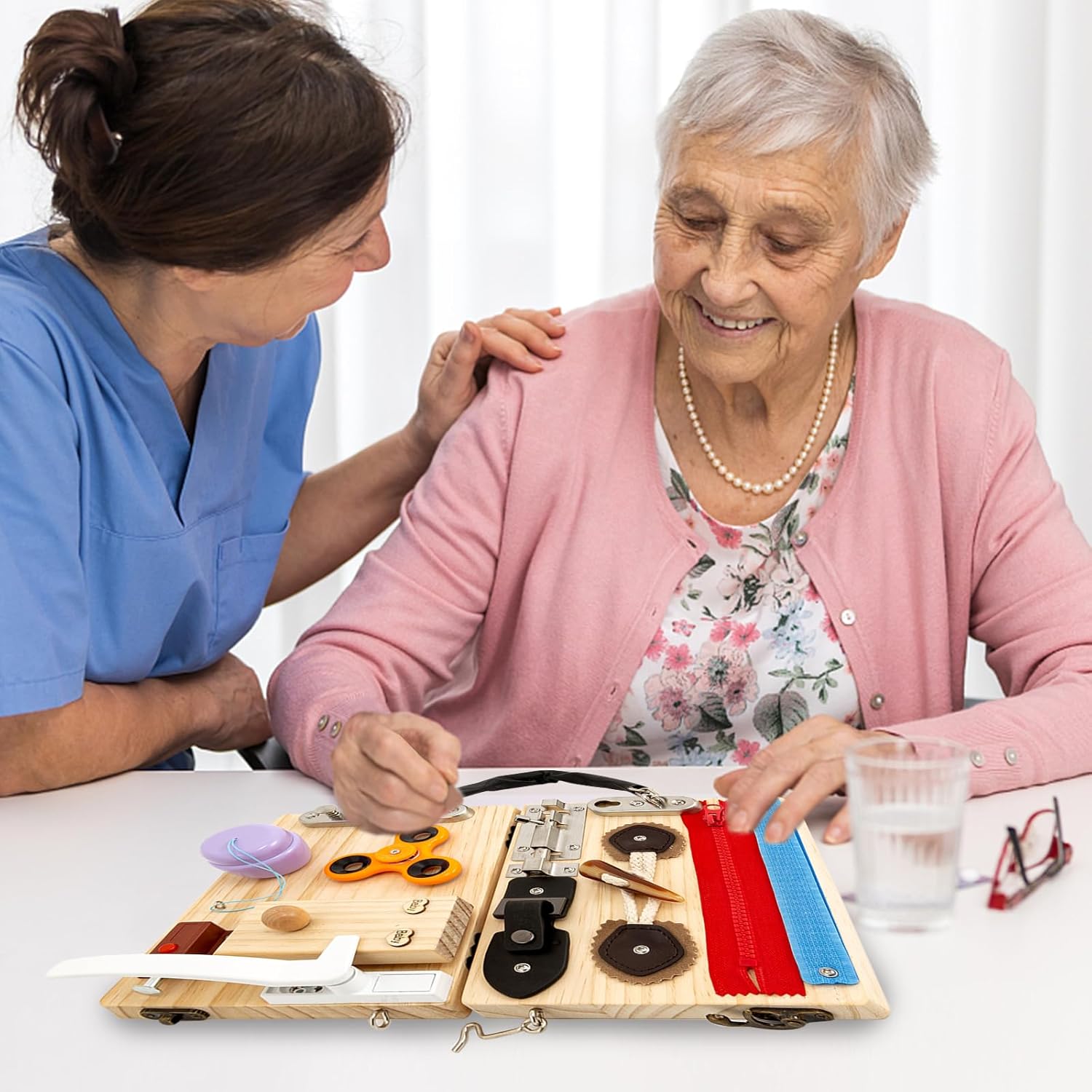 Dementia Activities for Seniors,Dementia Products for Elderly,Busy Board for Adults with Dementia,Fidget Games for Seniors,Sensory Toy for Alzheimer's Patient,Fidget Board,Dementia Gifts