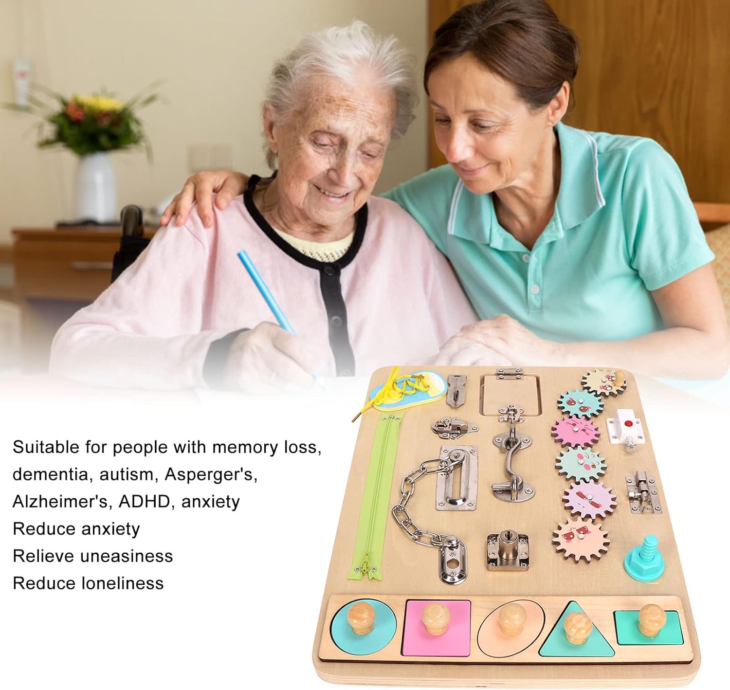 Dementia Fidget Board Toy, Relax Latches Locks Sensory Board Toy for Alzheimer Disease