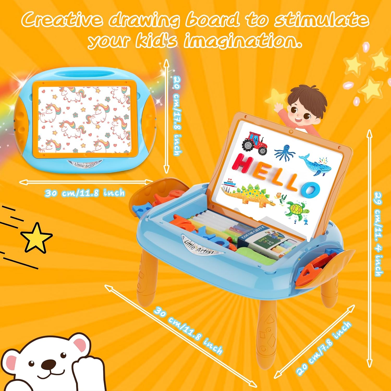Table d'apprentissage double face Fidtoy pour tout-petits
