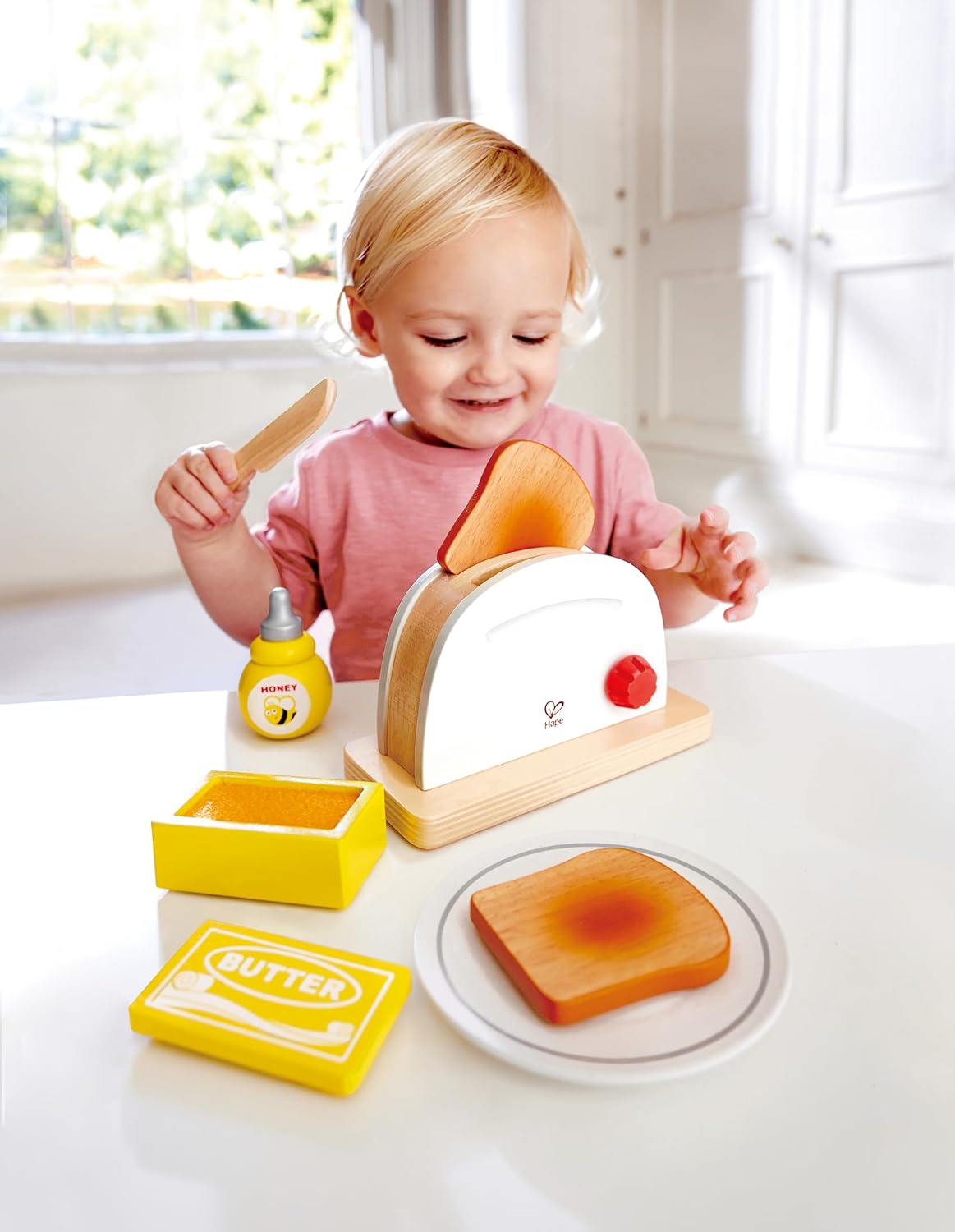Fidtoy Grille-Pain en Bois Pop-Up Ensemble de Jouets de Cuisine pour Jeu d'Imitation