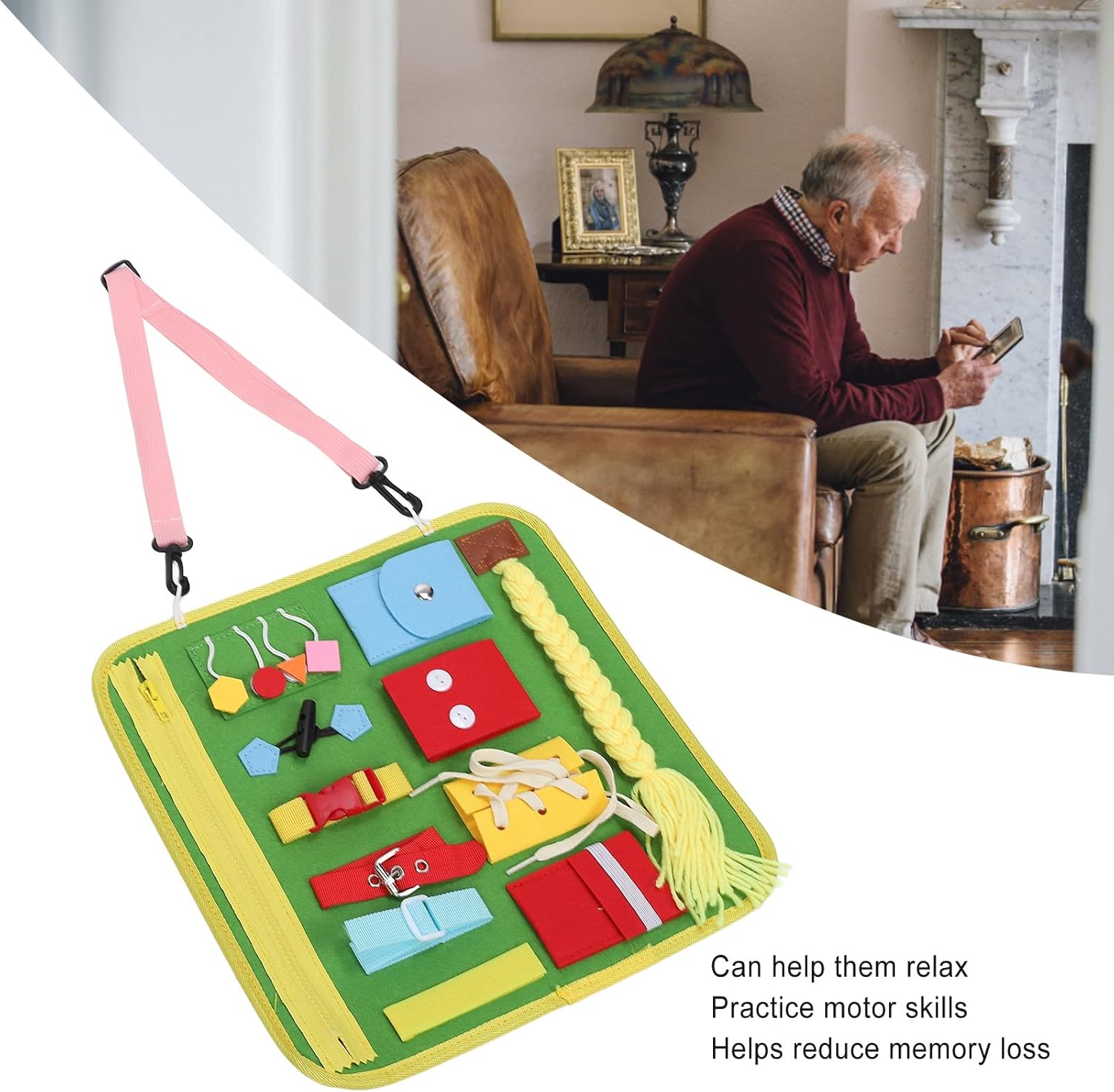 Fidget Blanket for Elderly,Dementia Alzheimers Products,Sensory Blanket Memory Loss Fidget Toys,Anxiety Relief Improves Mental Anxiety Sensory Blanket